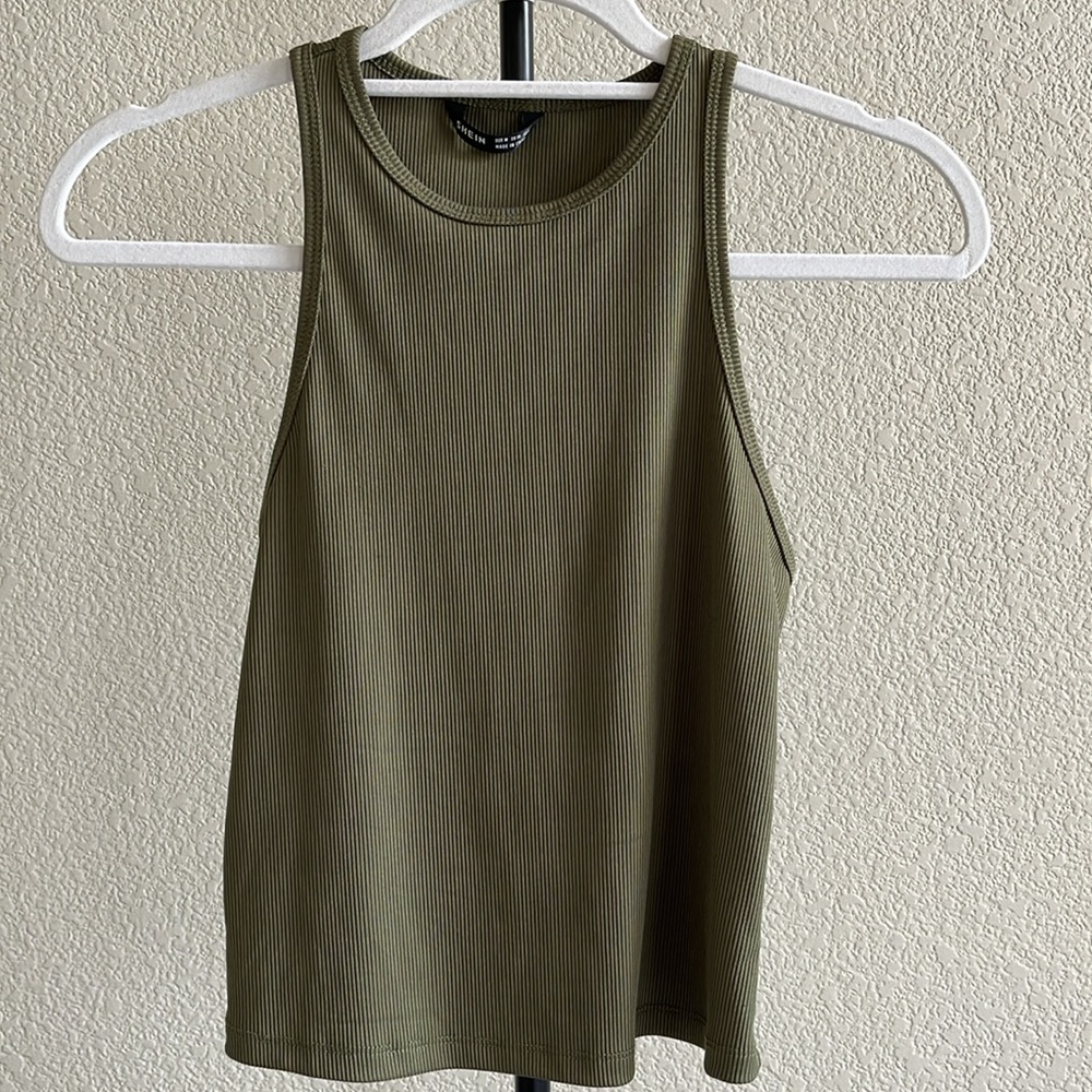 1447- SHEIN ribbed tank top- size medium- military/ hunter green